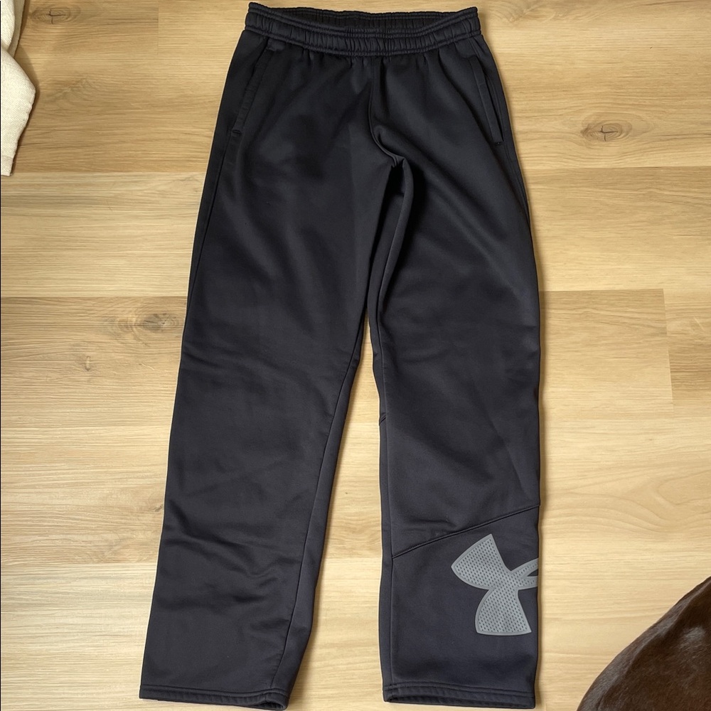 Under Armour Boys Black ColdGear Sweatpants - Size LG Loose Fit